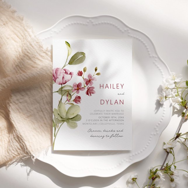 Watercolor Flores Selvagens Boho Convite Para Casa (Criador carregado)