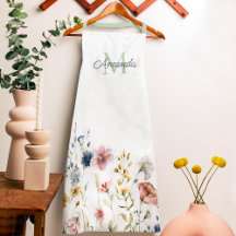 Watercolor Flores Selvagens Boho Na moda com Monog