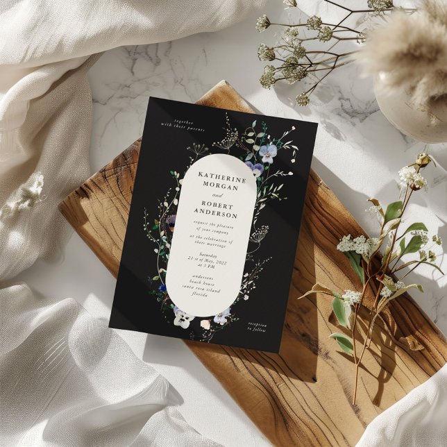 Watercolor Flores Selvagens Convite Para Casamento (Criador carregado)