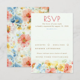 Watercolor Flowers Elegant Wedding RSVP