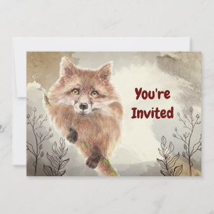 Watercolor Foxes Animal Custom Birthday Convite