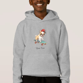Watercolor French Buldog Kids Pullover Hoodie