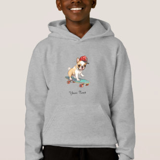 Watercolor French Buldog Kids Pullover Hoodie
