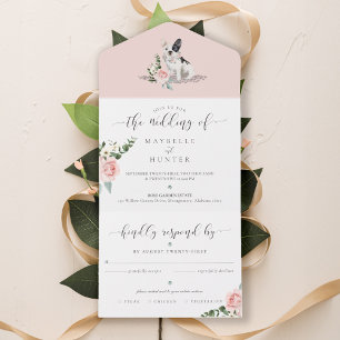 Watercolor French Buldog Pet & Floral Pink Rose
