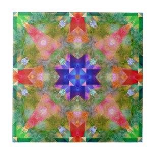 Watercolor Geometric Pattern Ceramic Tile