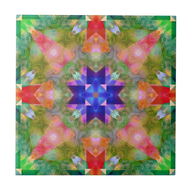 Watercolor Geometric Pattern Ceramic Tile (Frente)