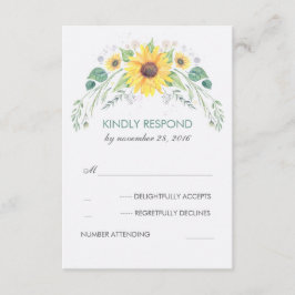 Watercolor Girassóis RSVP de Casamento Russo