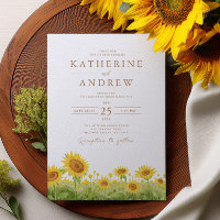 Watercolor Girassol Convite Para Casamento