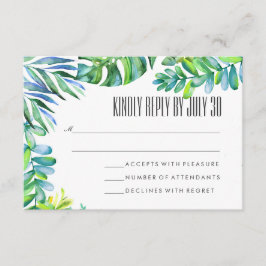 Watercolor Green deixa Greenery Wedding RSVP