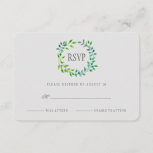 Watercolor Green Leaf Wreath RSVP