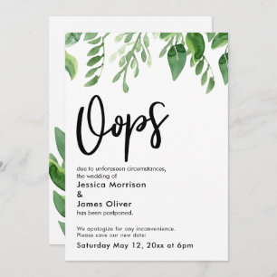 Watercolor Greenery adiou o Cartão "Oops" de Casam