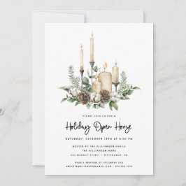 Watercolor Greenery and Candles Holiday Open House