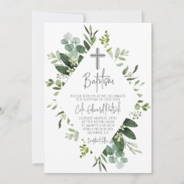 Watercolor Greenery Baptism Convite