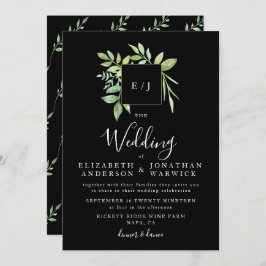 Watercolor Greenery Leaf Wreath Casamento Convite