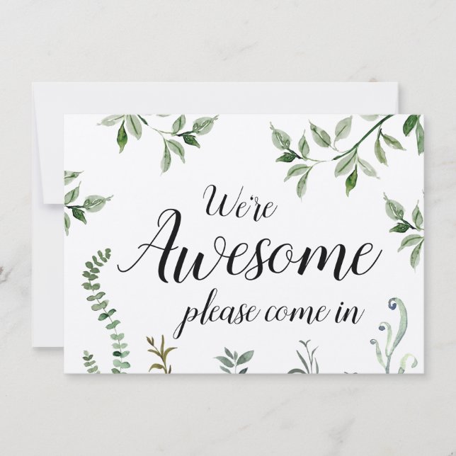 Watercolor Greenery Somos Incríveis Sinal Aberto F (Frente)