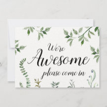 Watercolor Greenery Somos Incríveis Sinal Aberto F