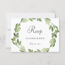 Watercolor Greenery Spring Weding Conite RSVP