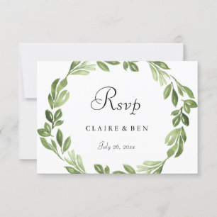 Watercolor Greenery Spring Weding Conite RSVP