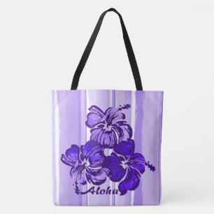 Watercolor Hibiscus Bolsa de praia Reversível Hava
