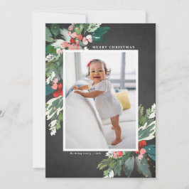 Watercolor Hollies Chalkboard Feliz Natal