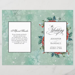 Watercolor Holly e Berrie Folded Wedding Program
