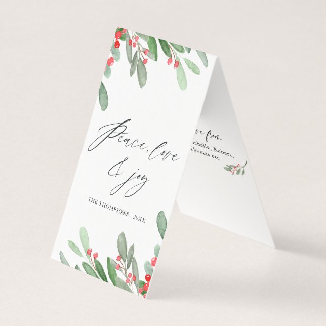 Watercolor Holly Jolly Foto de Natal (Frente)