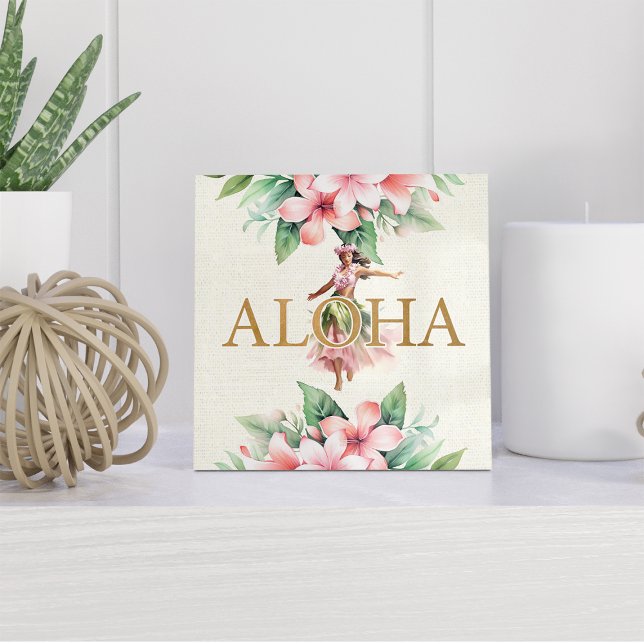 Watercolor Hula Girl Aloha Havaiana - Azulejo cerâ (Watercolor Hula Girl Aloha Hawaiian Ceramic Tile)