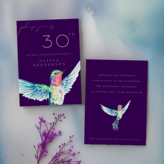 Watercolor Hummingbird ANY Birthday Invance (Criador carregado)