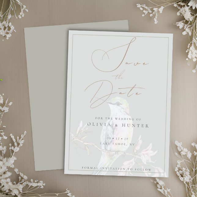 Watercolor Hummingbird Weding the Date Card (Criador carregado)