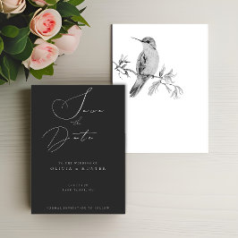 Watercolor Hummingbird Weding the Date Card