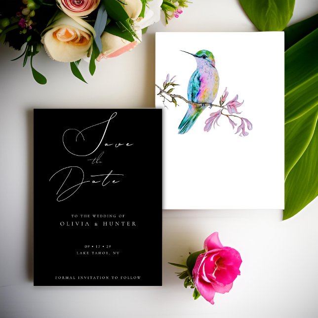 Watercolor Hummingbird Weding the Date Card (Criador carregado)