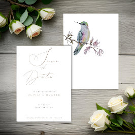 Watercolor Hummingbird Weding the Date Card