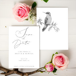 Watercolor Hummingbird Weding the Date Card