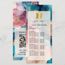 Watercolor Iridescent Blush gold Price List Menu
