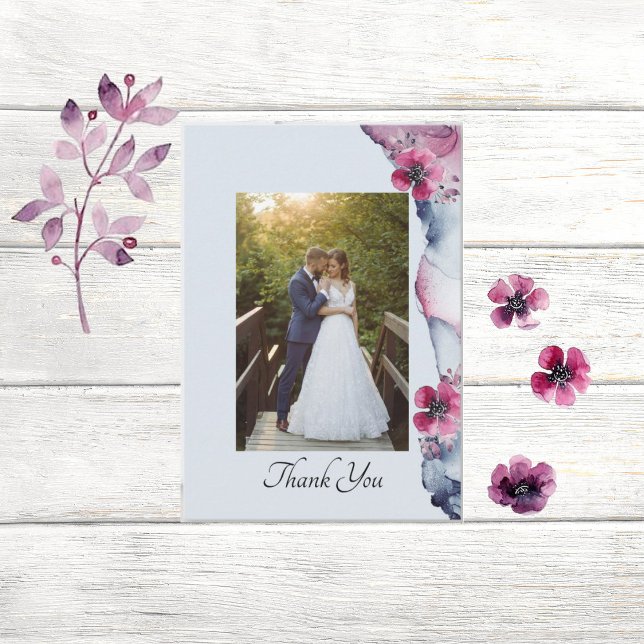 Watercolor Julia Floral Cartões de agradecimentos (Criador carregado)