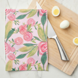Watercolor La Rosa Whimsy Dourada Kitchen Toalha