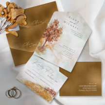 Watercolor Landscape Wedding All Autumn Dourado ID