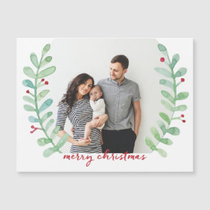 Watercolor Laurel Wreath Feliz Foto de Natal