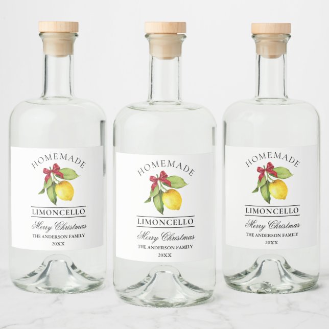 Watercolor Lemon Homemade Limoncello Natal (Garrafas)
