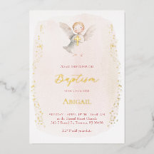 watercolor little angel Baptism baby girl
