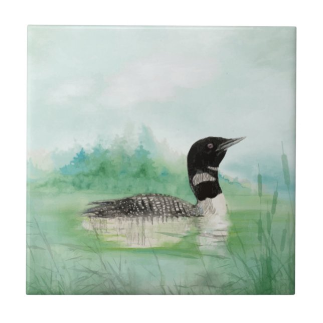 Watercolor Loon Willife Nature Bird Art (Frente)