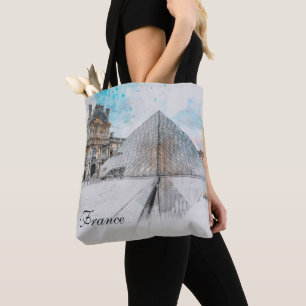 Watercolor Louvre Tote Bag - Paris Viagem Art