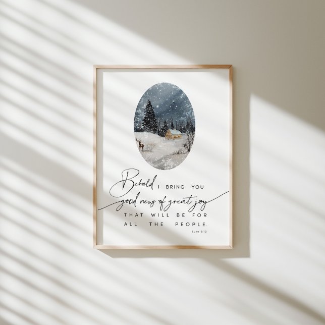 Watercolor Luke 2:10 poster de Natal (Criador carregado)