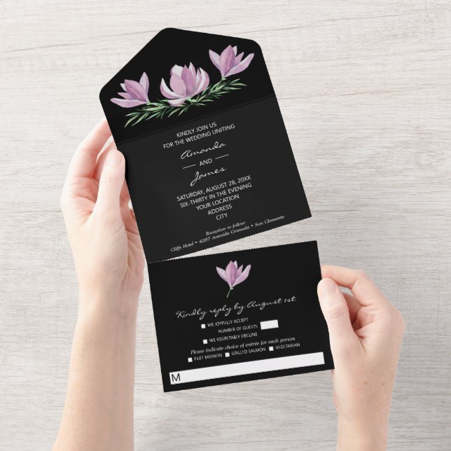 Watercolor Magnolia Floral Wedding (Aba destacável)