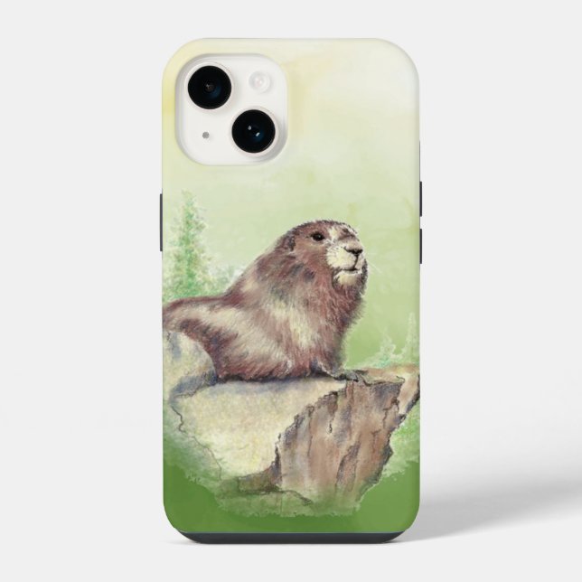 Watercolor Marmot Groundhog Animal Willife Nature (Verso)