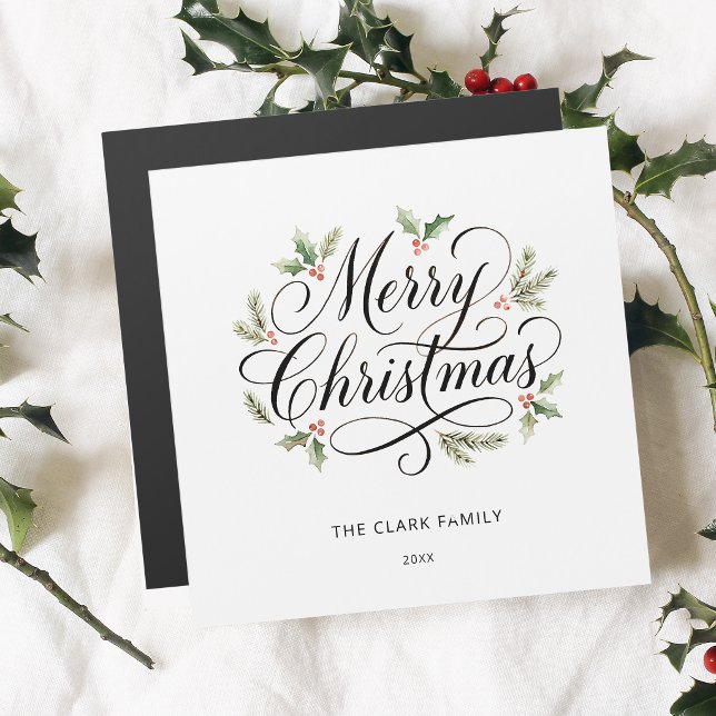 Watercolor Merry Christmas Script Botanical    (Criador carregado)