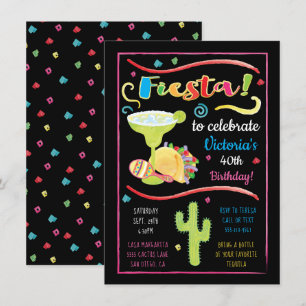 Watercolor Mexicano Fiesta Birthday Convite