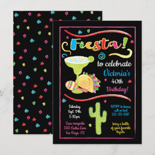 Watercolor Mexicano Fiesta Birthday Convite