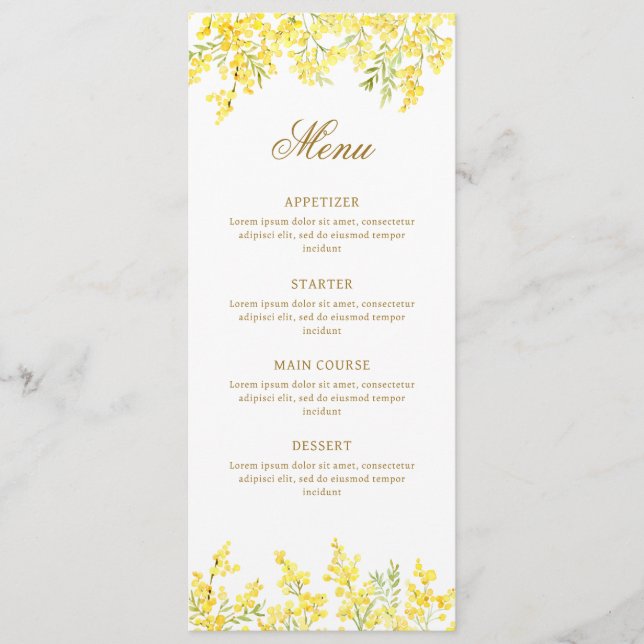 Watercolor Mimosa Classic Menu (Frente)