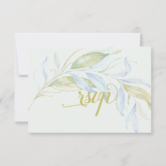 Watercolor Modern Boho Leafy Branches RSVP (Frente)
